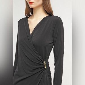 Michael Kors Long Sleeve Wrap Jersey Navy Dress Size Medium